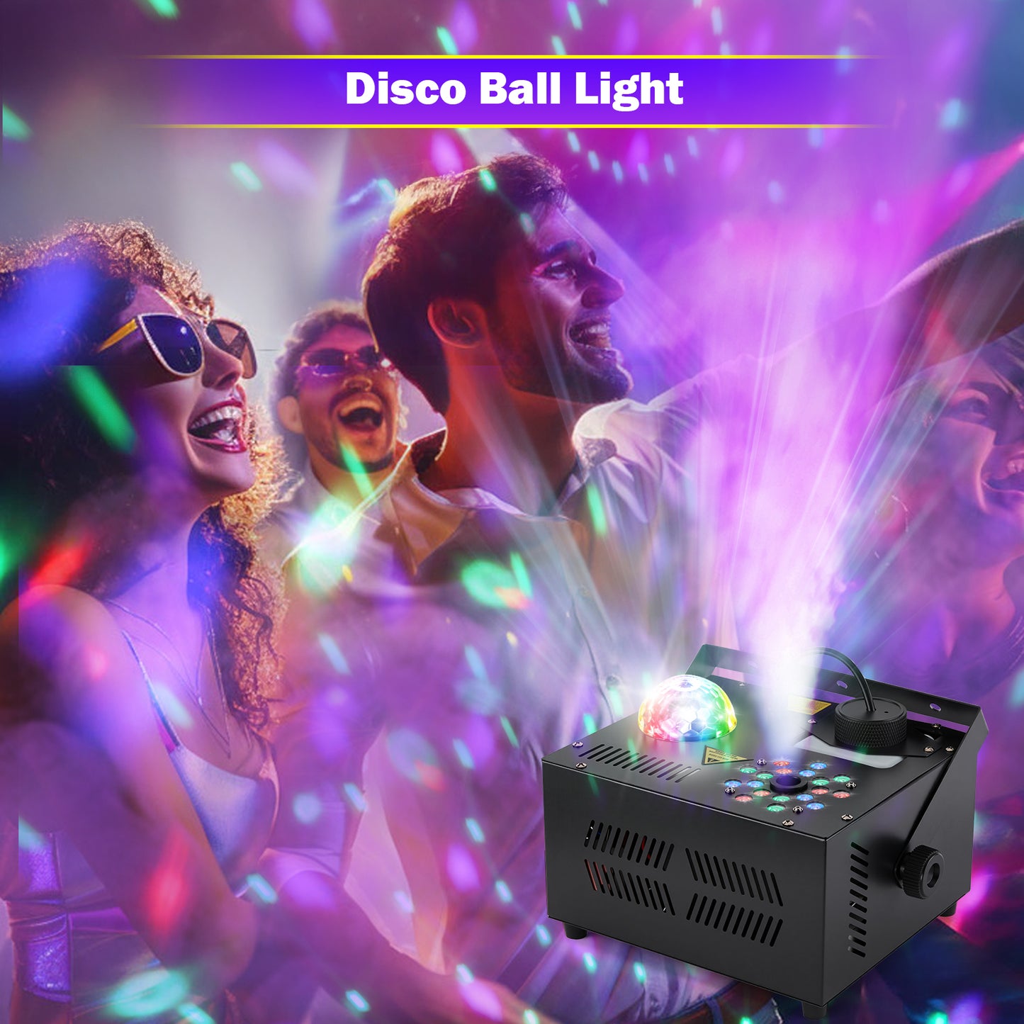 Hakuta 1500W Vertical Fog Machine with 18 LED Lights, Disco Ball with dry burn protection, for Halloween, Wedding, Disco Club, Christmas ,Party, DJ Performance