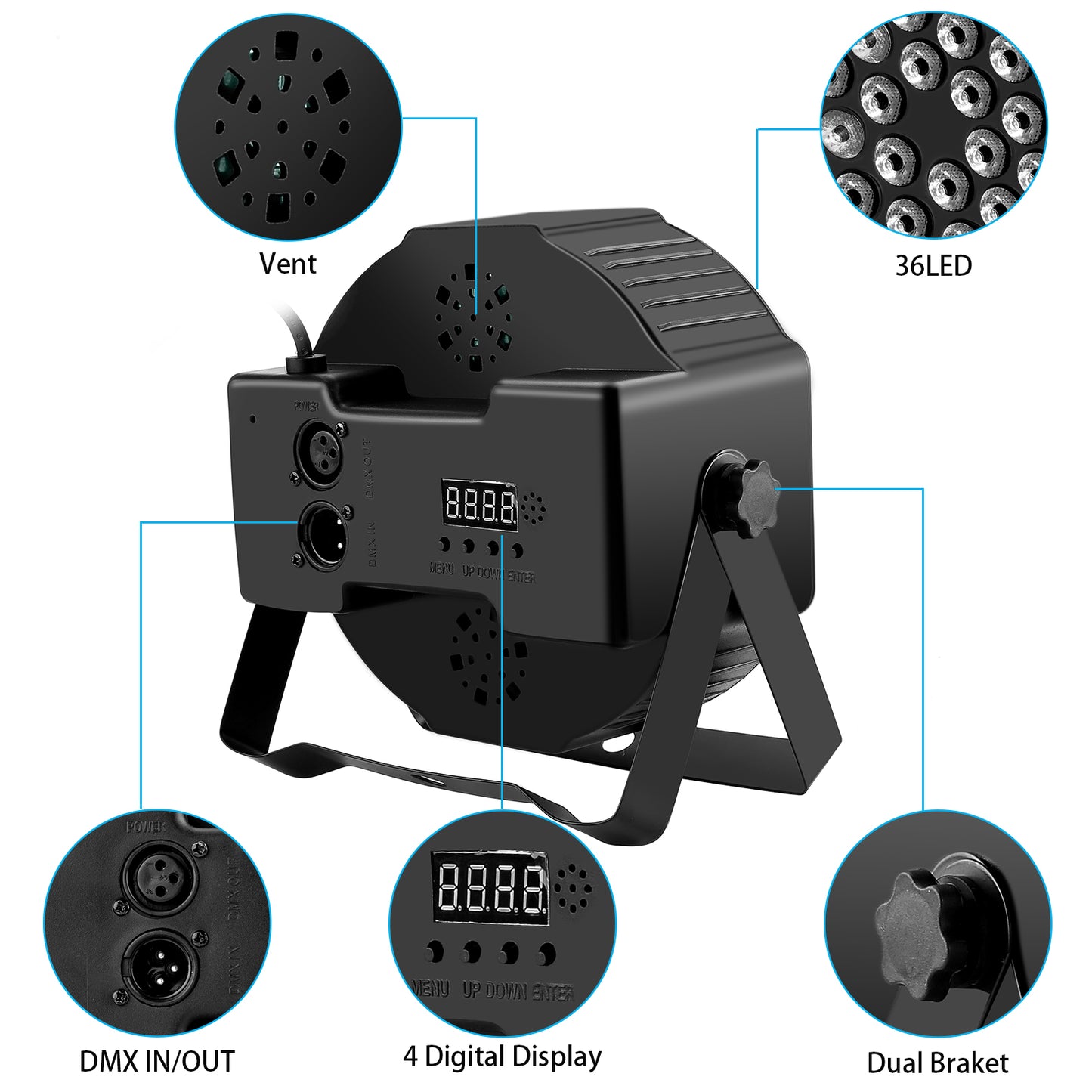 RGB DJ LED Par Lights Sound Activated Stage Lights