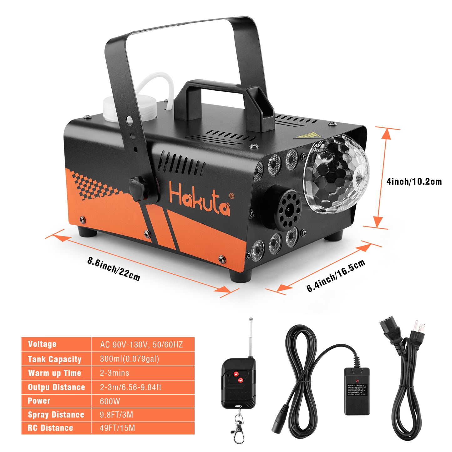 Fog Machine with Disco Ball Lights and LED RGB Lights