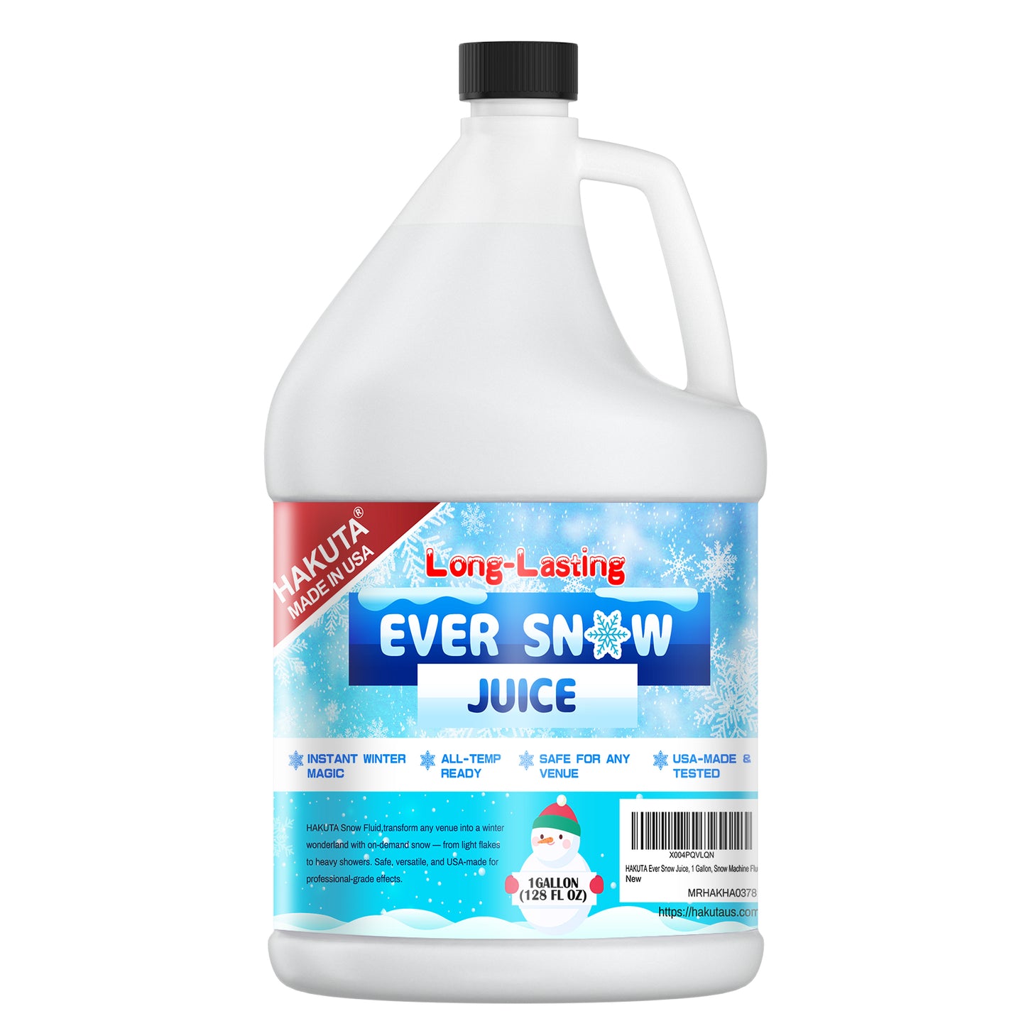 Hakuta Flakes Snow Machine Fluid, Long-Lasting Snow Juice 1 Gallon with 75-Foot Snow Float，water based snow liquid
