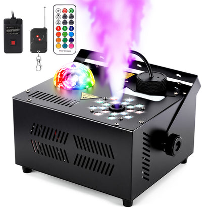 Hakuta 1500W Vertical Fog Machine with 18 LED Lights, Disco Ball with dry burn protection, for Halloween, Wedding, Disco Club, Christmas ,Party, DJ Performance