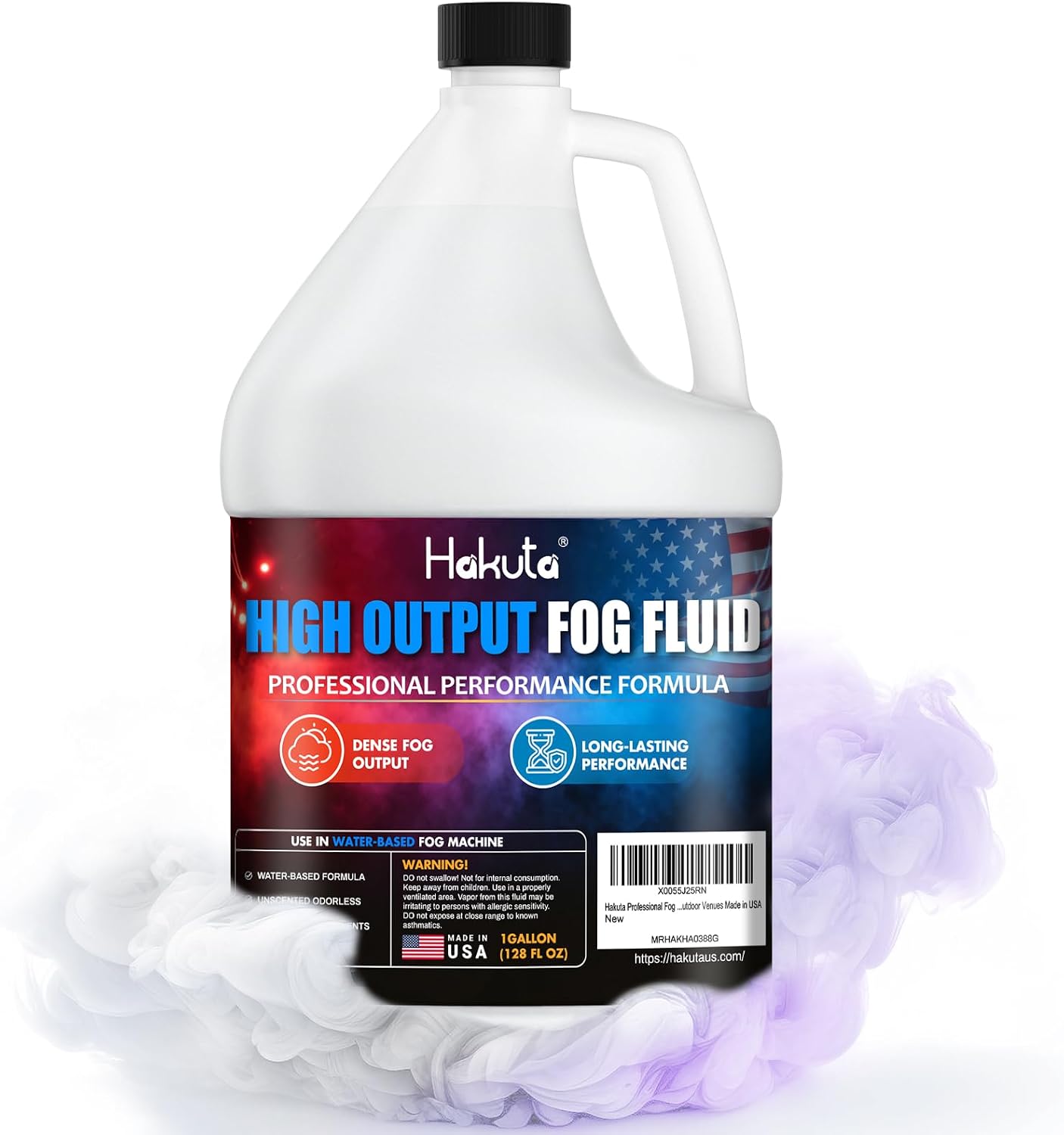 Hakuta Fog Machine Fluid 1Gallon, High Density Fog Juice Water Based Safe for Outdoor and Indoor Use, Universal Compatibility With Standard Fog Machines, Medium Density Long-Lasting Fog Effect