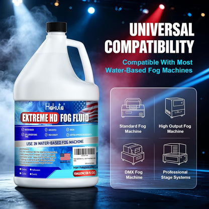 Hakuta Fog Machine Fluid 1Gallon, High Density Fog Juice Water Based Safe for Outdoor and Indoor Use, Universal Compatibility With Standard Fog Machines, Medium Density Long-Lasting Fog Effect