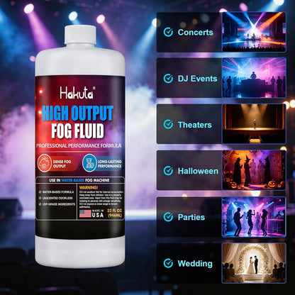 Hakuta High Density Fog Machine Fluid 32oz,Water Based Fog Juice F Safe for Outdoor and Indoor Use, Universal Compatibility With Standard Fog Machines, Medium Density Long-Lasting Fog Effect Visit the HAKUTA Store