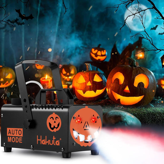 Hakuta Fog Machine, Halloween Smoke Machine with 6 Colorful LED Lights 2300 CFM Spray ,300ml Capacity,with Auto Spray Function, for Christmas, Wedding, Stage Performance and Parties