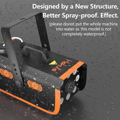 HAKUTA Light Rain and Splash Proof Fog Machine, 500W Smoke Machine with 2300 CFM Output of Fog & 2 Remotes, 8 LED Lights with 4 Light Effects for Outdoor Music Festival Pool Party Wedding DJ Stage
