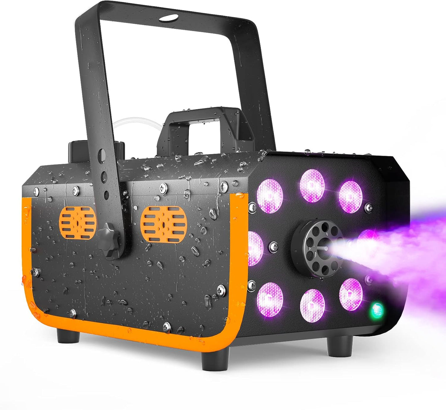 HAKUTA Light Rain and Splash Proof Fog Machine, 500W Smoke Machine with 2300 CFM Output of Fog & 2 Remotes, 8 LED Lights with 4 Light Effects for Outdoor Music Festival Pool Party Wedding DJ Stage