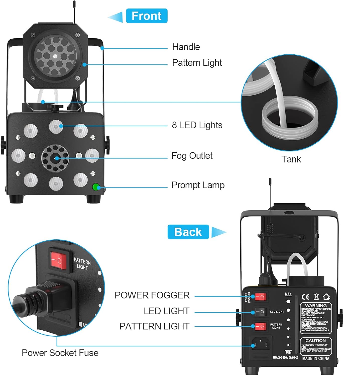 Hakuta Fog Machine with LED Projector Light