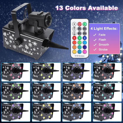 Hakuta Upgraded 800W Snow Machine with 8 LED RGB Lights 900ml Large Capacity Tank,with LED Projection, 2 Wireless Remotes,for Christmas, Halloween, Parties, Wedding and DJ Stage