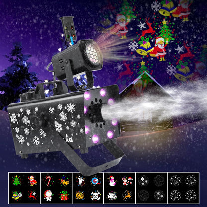 Hakuta Upgraded 800W Snow Machine with 8 LED RGB Lights 900ml Large Capacity Tank,with LED Projection, 2 Wireless Remotes,for Christmas, Halloween, Parties, Wedding and DJ Stage