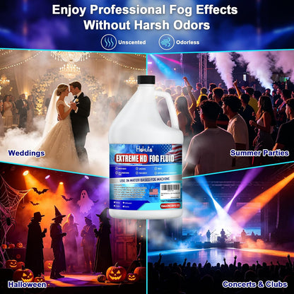 Hakuta Fog Machine Fluid 1Gallon, High Density Fog Juice Water Based Safe for Outdoor and Indoor Use, Universal Compatibility With Standard Fog Machines, Medium Density Long-Lasting Fog Effect