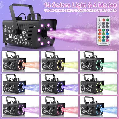 Hakuta 1000W Snow Machine with 8 LED RGB Lights Adjustable Snowflake, High Output,for Christmas, Halloween, Valentine's Day, Wedding, Parties and DJ Stage Indoor Outdoor