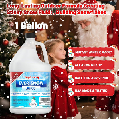 Hakuta Flakes Snow Machine Fluid, Long-Lasting Snow Juice 1 Gallon with 75-Foot Snow Float，water based snow liquid