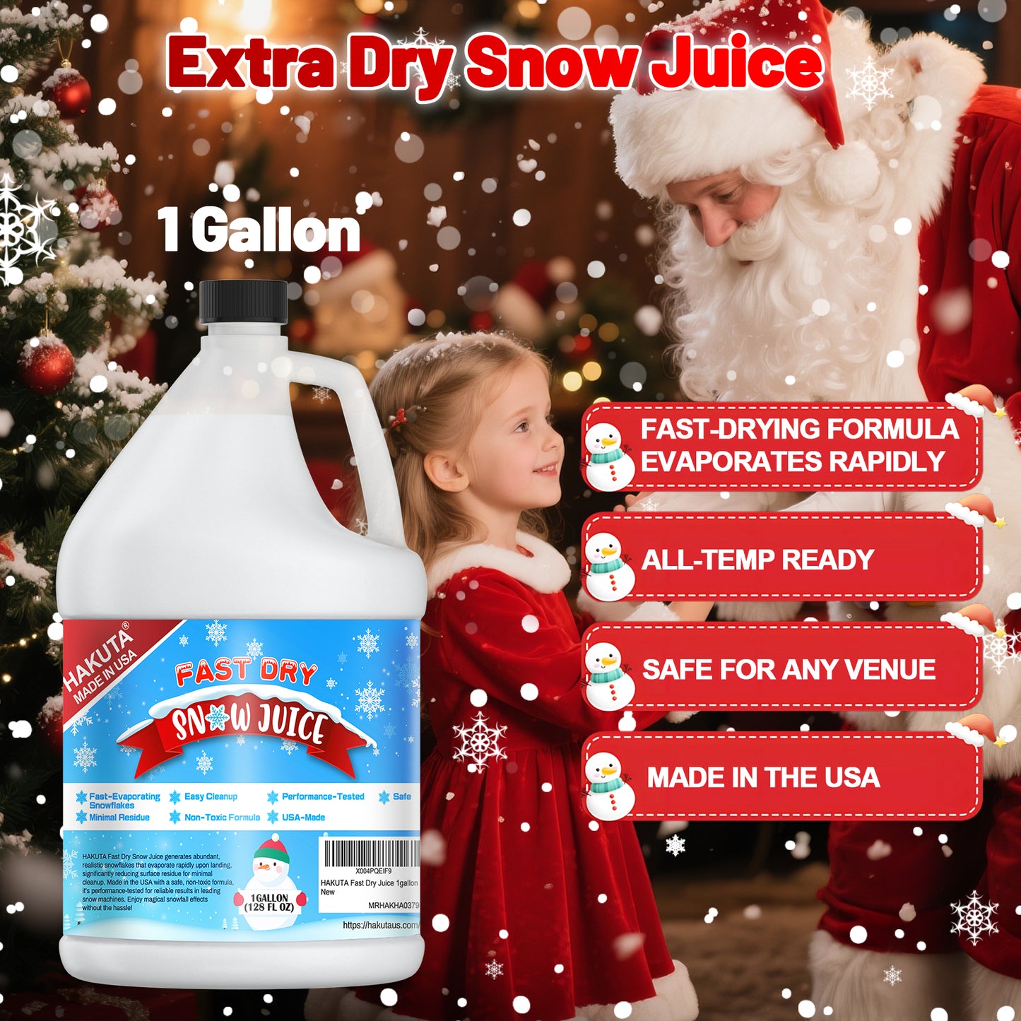 Hakuta Flakes Snow Machine Fluid, Ultra Dry Snow Juice 1 Gallon water based snow liquid