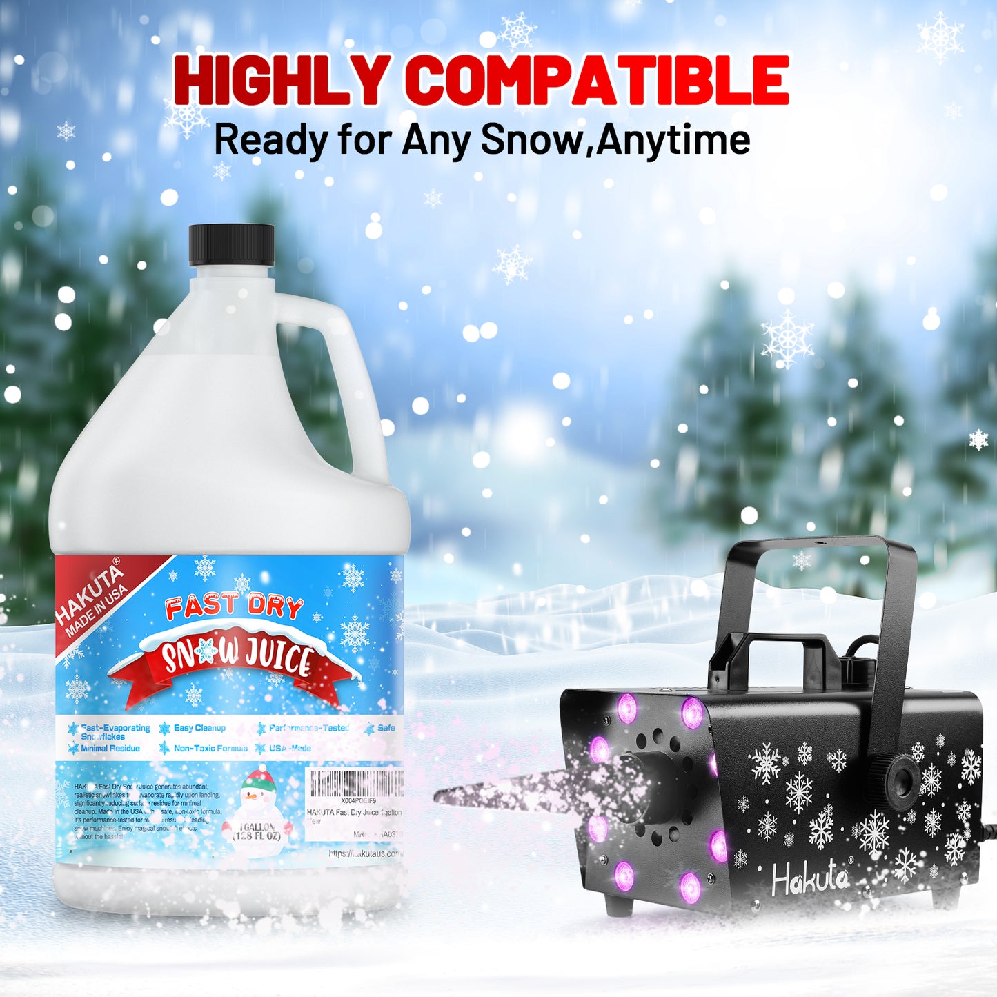 Hakuta Flakes Snow Machine Fluid, Ultra Dry Snow Juice 1 Gallon water based snow liquid