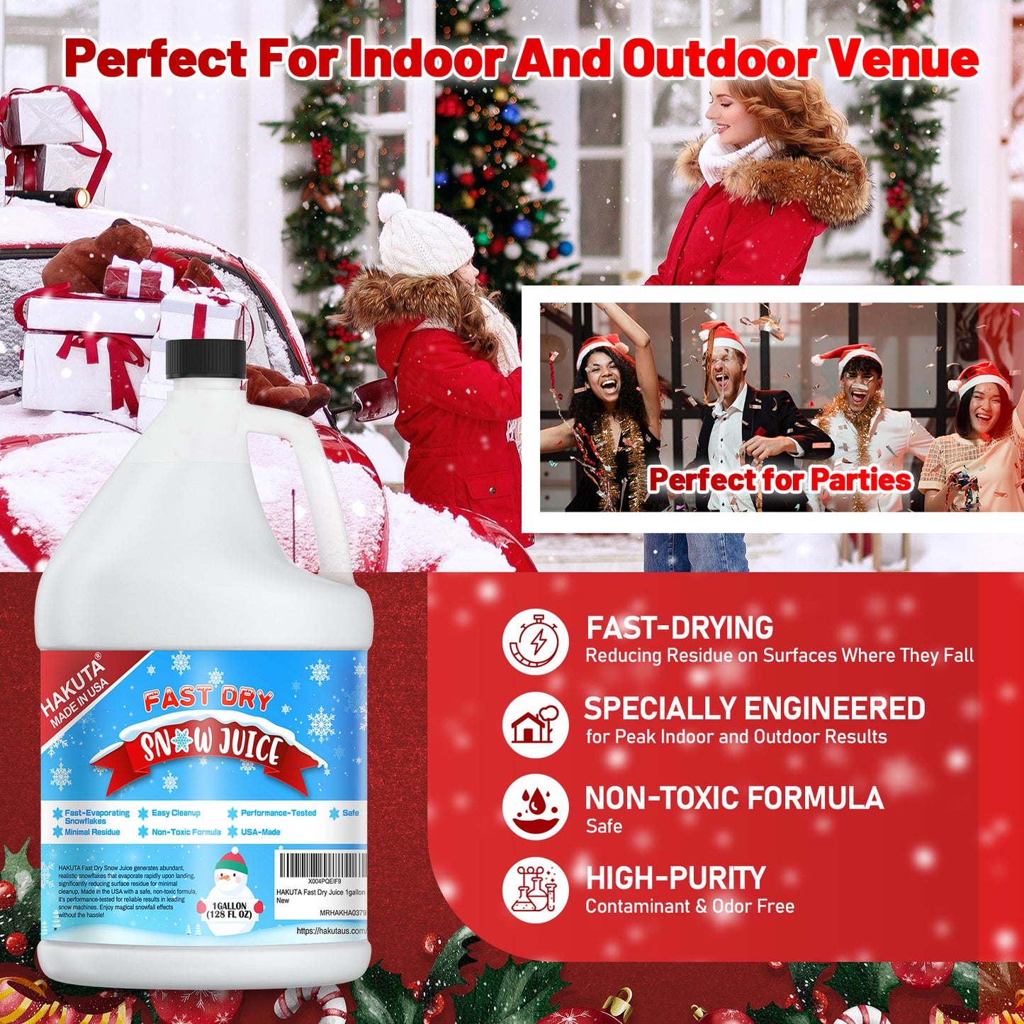 Hakuta Flakes Snow Machine Fluid, Ultra Dry Snow Juice 1 Gallon water based snow liquid