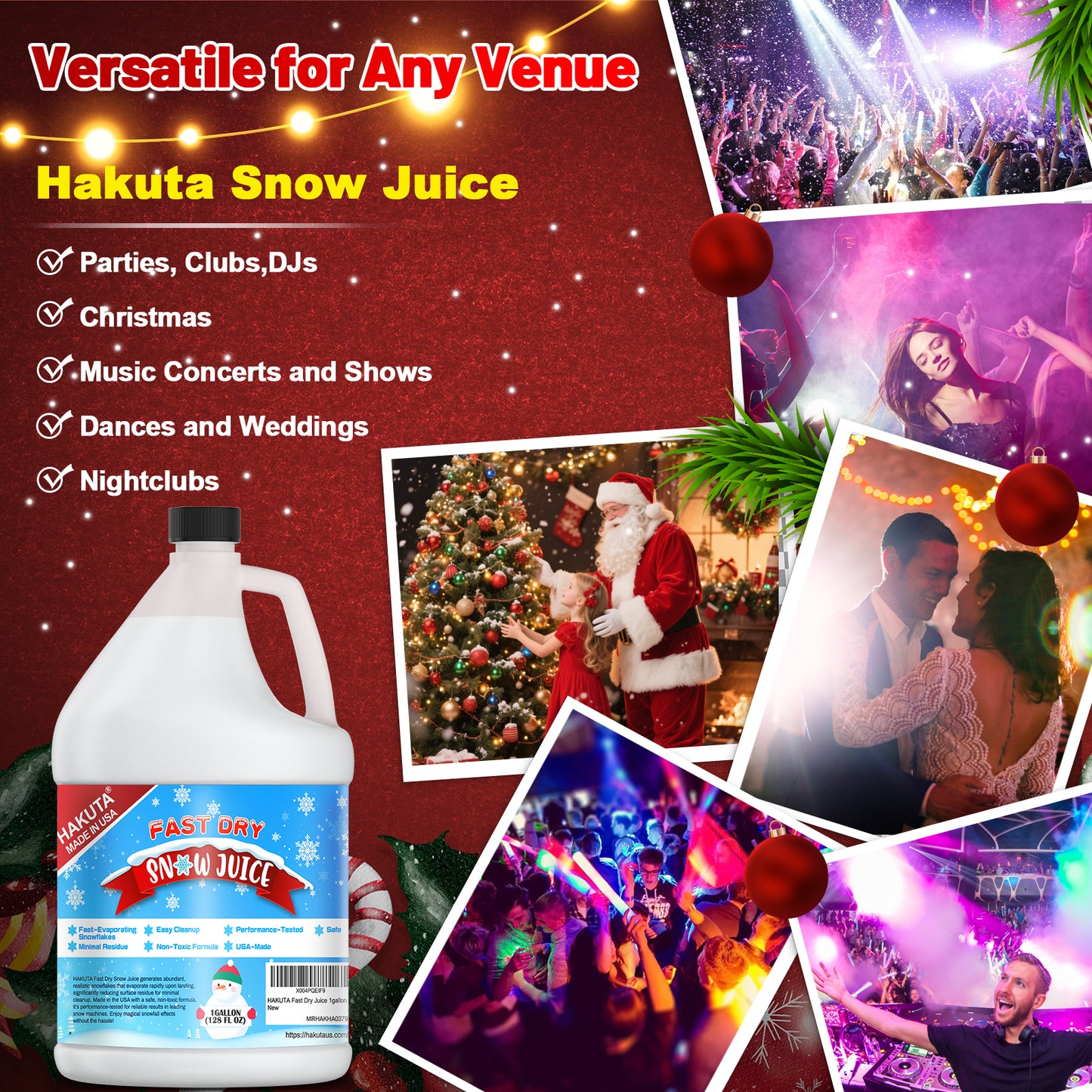 Hakuta Flakes Snow Machine Fluid, Ultra Dry Snow Juice 1 Gallon water based snow liquid