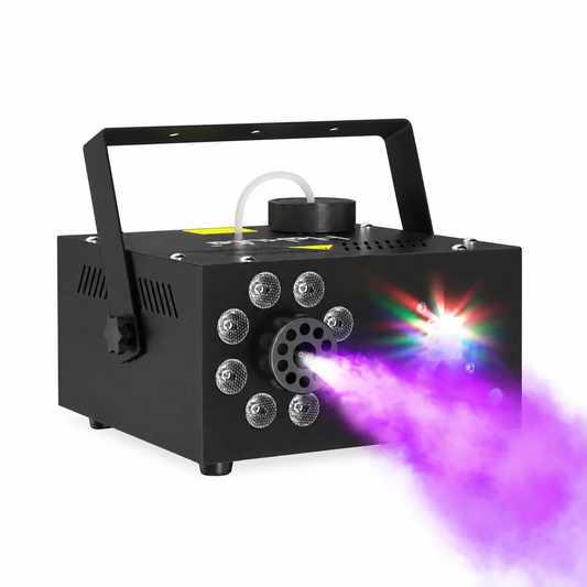 Hakuta 2000CFM Fog Machine with 13 Colors and 2 Wireless Remote Controls Party Smoke Machine with Colorful Strobe Light Indicate Light, Suitable for Parties, Wedding, Halloween, and DJ Stage