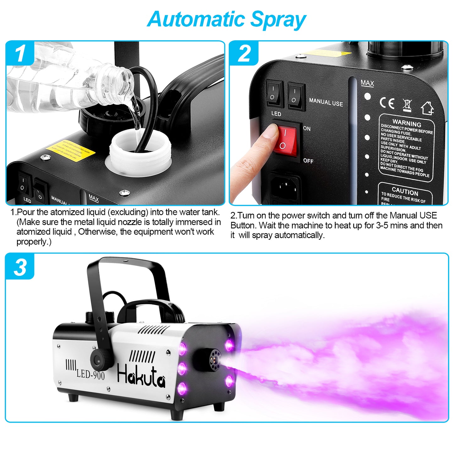 Automatic Spray Fog Machine with 6 LED Lights and 7 Color Variation